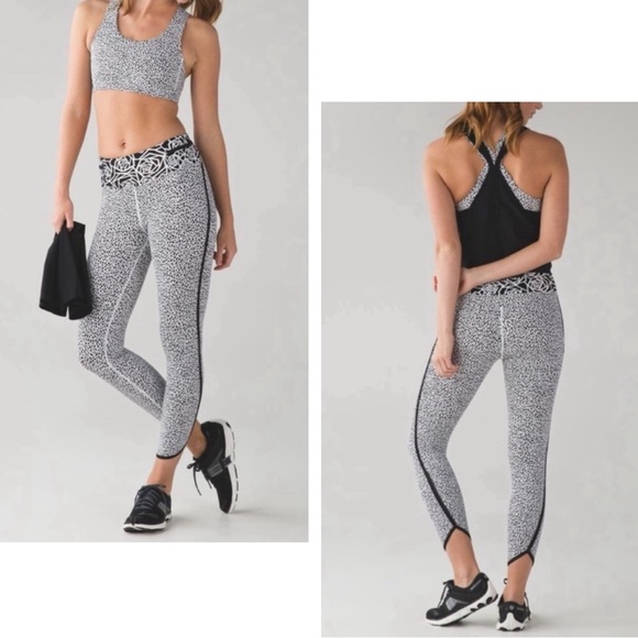 LULULEMON Real Quick Tight *Miss Mosaic White/Posey Black White 2 - Picture 1 of 16
